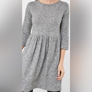 Zara Heather Gray Long Sleeve Jumper Sweater Dress, Size Medium, Poly Viscose